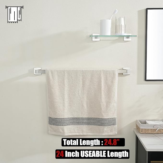 JQK Brushed Towel Bar, Rounded Edges 26.41 Inch Towel Rack, 304 Stainless Steel - Image 5