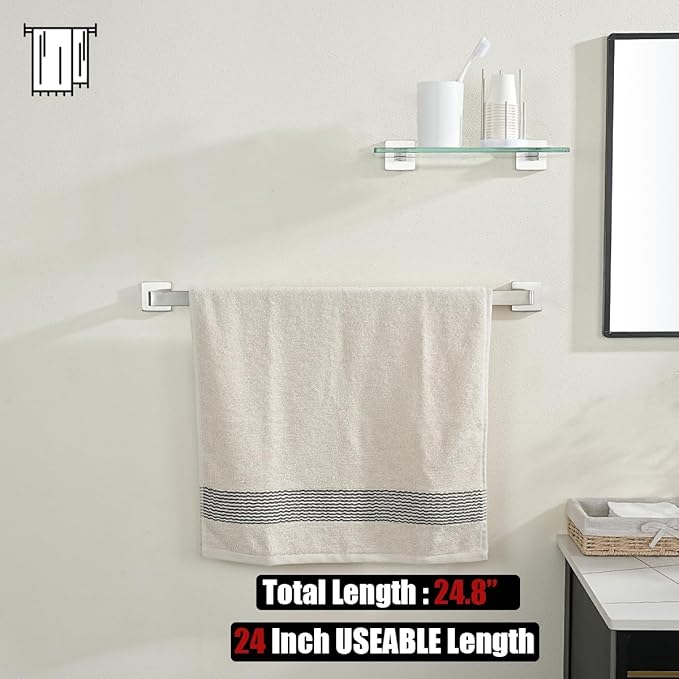 JQK Brushed Towel Bar, Rounded Edges 29.41 Inch Towel Rack, 304 Stainless Steel - Image 5