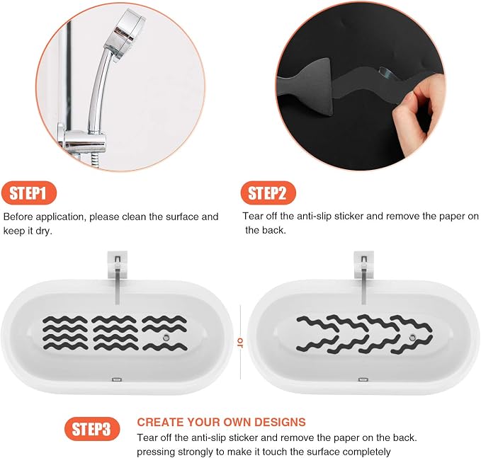 Anti Slip Shower Stickers, Adhesive Decals Safety Strips Scraper - Image 5