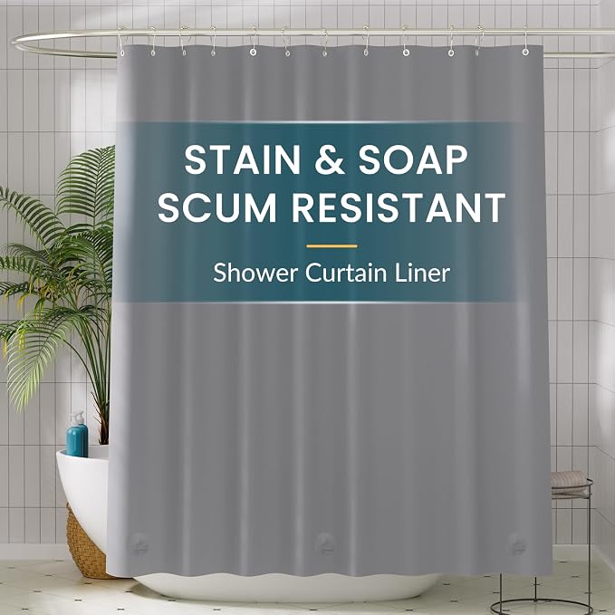 Titanker Plastic Shower Curtain Liner, 72x72 Grey Shower Liner Lightweight PEVA by Titanker