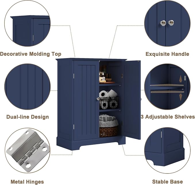ChooChoo Bathroom Floor Cabinet, Modern Bathroom Storage Cabinet - Image 4