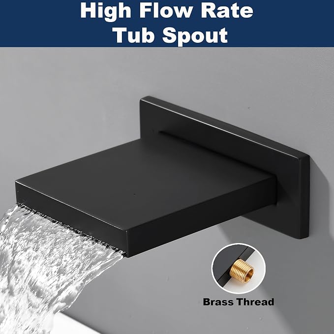 Shower System with Tub Spout, All Metal Black Bathtub Shower Faucet Set with - Image 6