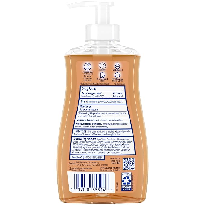 Dial Antibacterial Defense Liquid Hand Soap + Aloe, Sandalwood & Vanilla Scent - Image 6