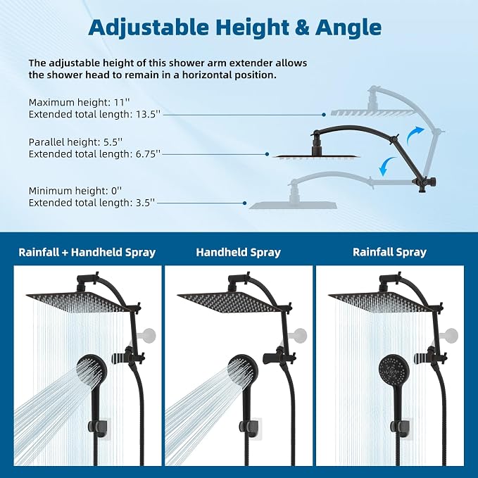 Hibbent All Metal Shower Head, 10 Sprays, Showerhead Holder, Oil Rubbed Bronze - Image 6
