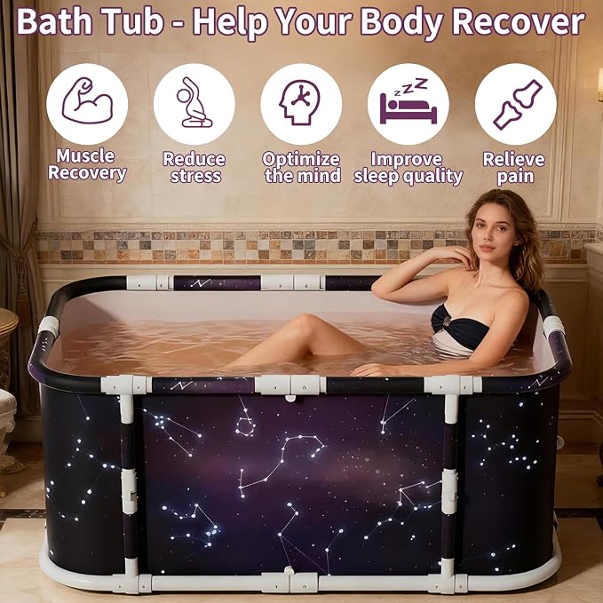 Portable Foldable Ice Bath Tub, Large Portable Soaking Bath Tub - Image 2