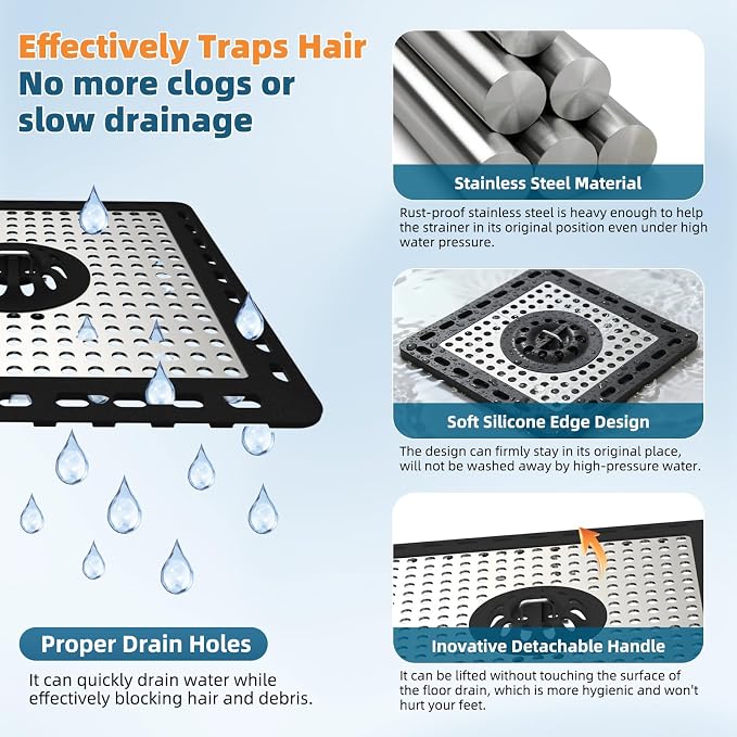 Hibbent Upgraded Shower Drain Hair Catcher, Shower Drain Cover - Image 2