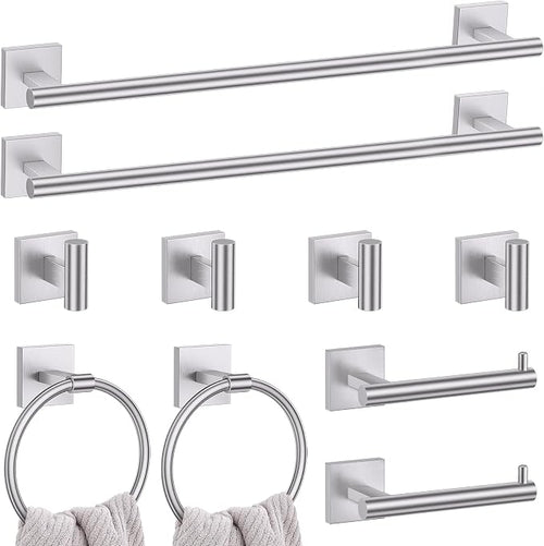 10 Pieces Bathroom Hardware Set Brushed Nickel Towel Bar Set Includes 23.6” by LairuierBathroomHardwareSet