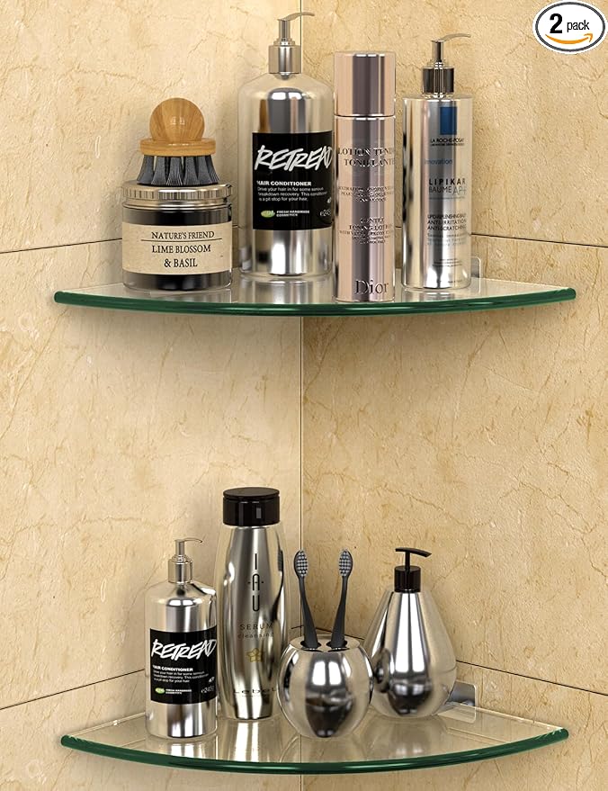 Glass Corner Shower Shelves by BAKZON