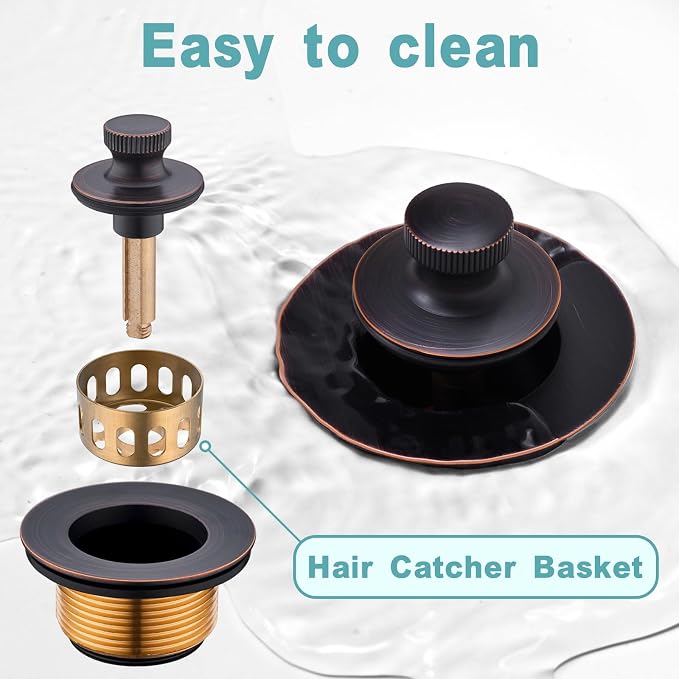 BESTILL Lift and Turn Bathtub Drain Bath Tub Trim Set Conversion Kit, Oil - Image 3