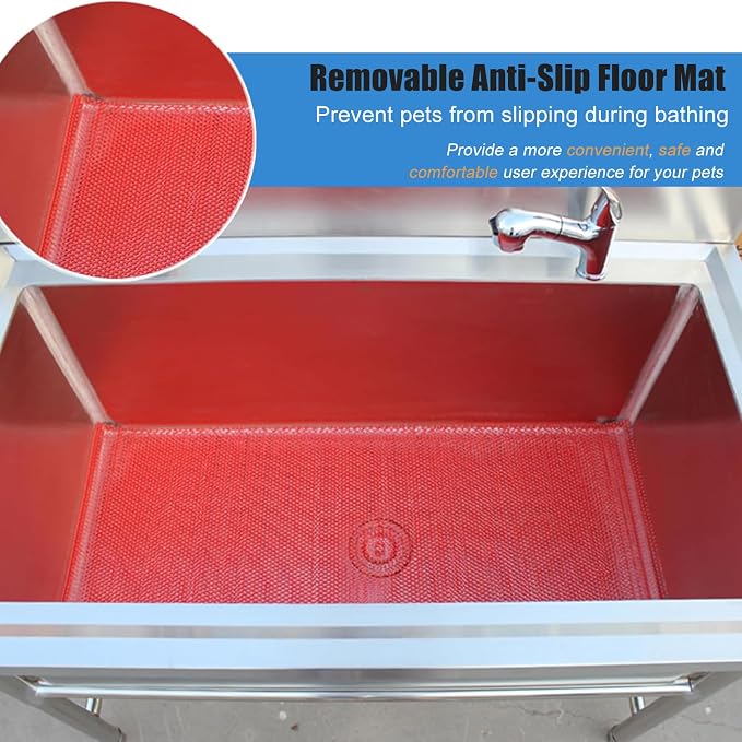 40" Dog Washing Station, Dog Grooming Bathtub Station, Professional Stainless - Image 5