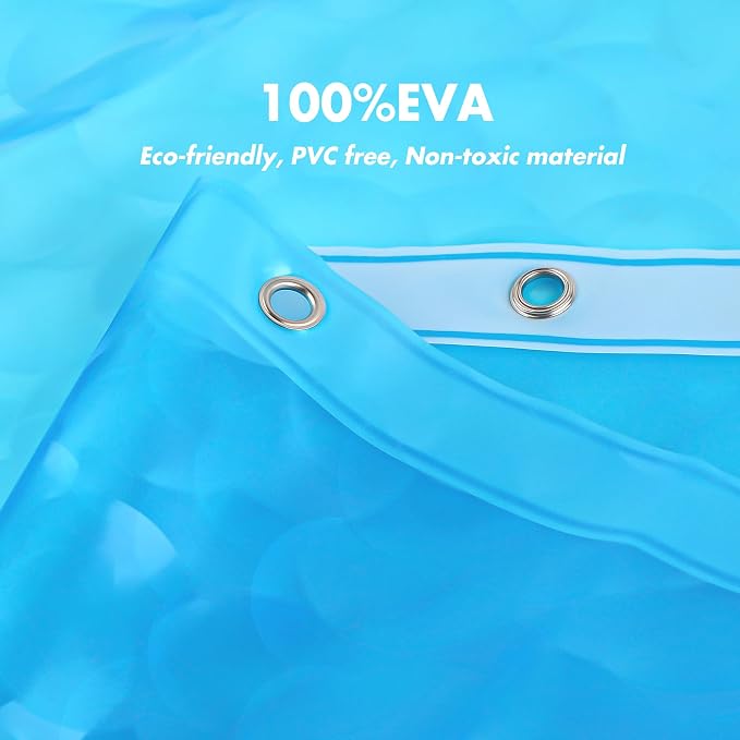 WELTRXE EVA 8G Shower Curtain Liner, 72x72 Inch 3D Clear Blue Bubble Heavy Duty - Image 6