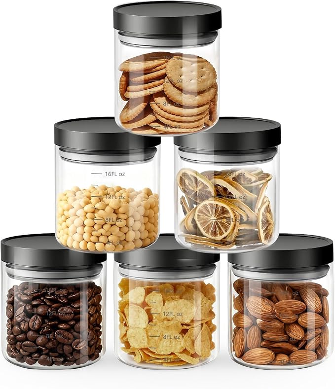 Danbark Set of 6 18oz Airtight Glass Storage Canisters by Unknown