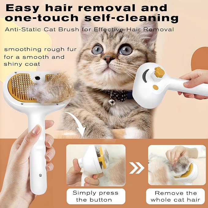 Pet Steam Brush for Dog & Cat – 3-in-1 Spray Hair Removal Comb – Steam for - Image 4