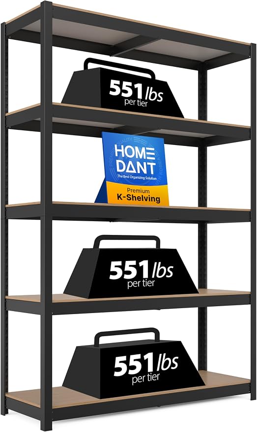HOMEDANT House 48.1" W 5 Tier Heavy Duty Garage Shelving Adjustable Metal Rack by TheBestOrganizingSolution