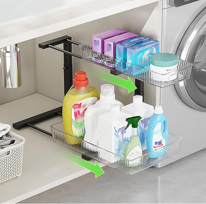 Under Sink Organizer, 2 Tier Pull Out Storage Organizer, Slide Out Storage Shelf - Image 5