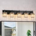 Black Crystal Bathroom Vanity Lights, Modern 5-Lights Bathroom Lighting by HUOKU