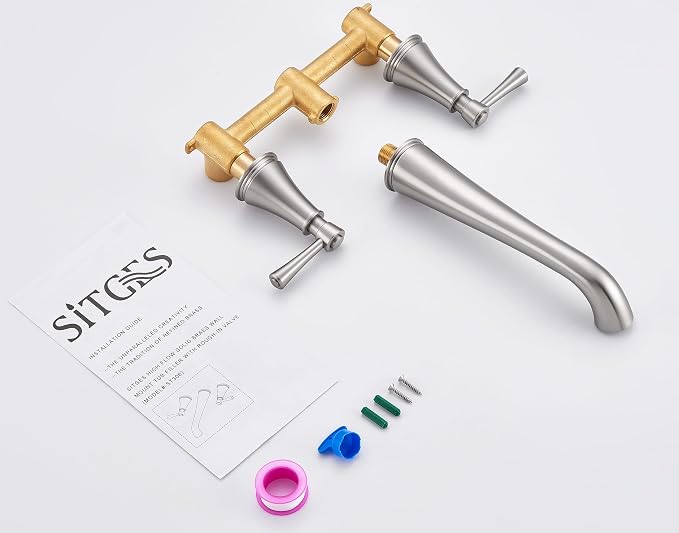 SITGES High Flow Brushed Nickel Wall Mount Bathtub Faucet - Image 6