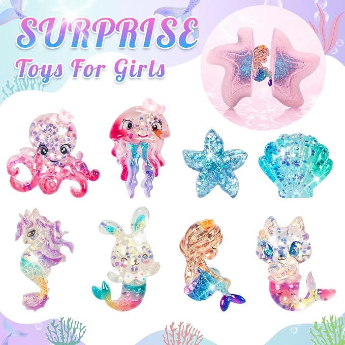 8 Packs Bath Bombs for Kids Girls, Mermaid Bath Bomb - Image 3