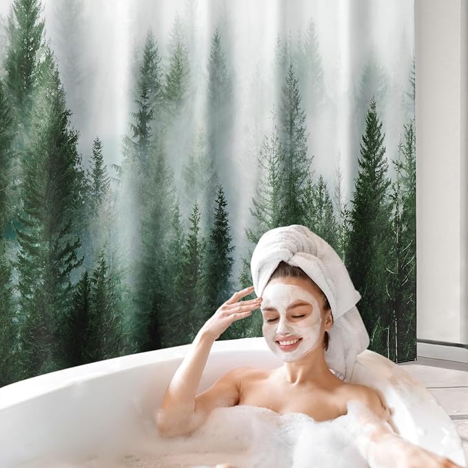 ORTIGIA Green Misty Forest Heavy Duty Shower Curtain - Image 9