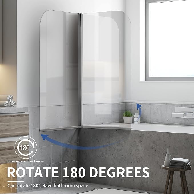 Shower Frameless Glass Door for Bathtub, 30”×55” Hinged Tub Shower Screen - Image 4