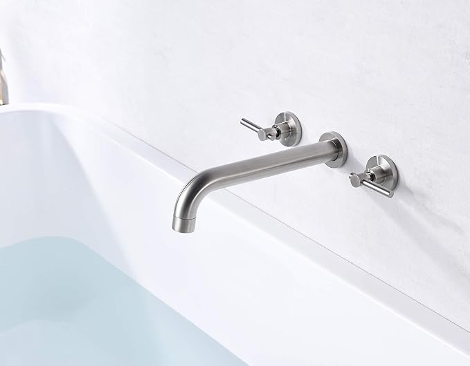 Wall Mount Tub Filler Faucet Brushed Nickel High Flow Bathtub Faucet Two - Image 5