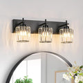 Black Crystal Bathroom Vanity Lights, Modern 3-Lights Bathroom Lighting by HUOKU