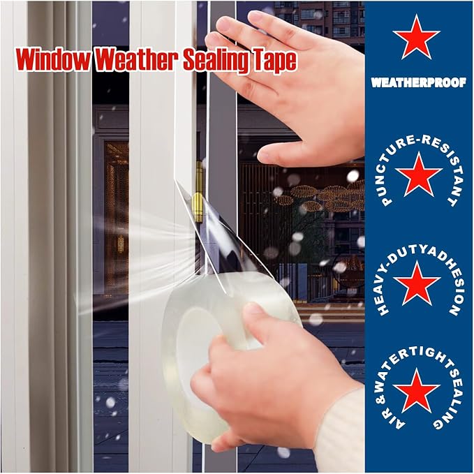 Transparent Window Weather Sealing Tape, 3-Inch x 180FT, Windows and Shower - Image 3