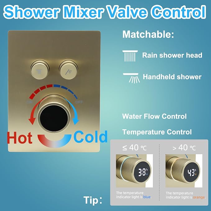 Digital Display Shower Valve Shower Valve 2 Way Shower Diverter Valve Shower - Image 2