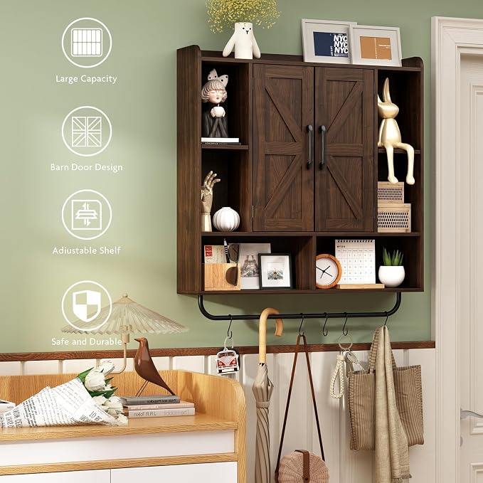 RUSTOWN Rustic Wood Wall Bathroom Cabinet, Farmhouse Medicine Cabinet Wall - Image 3