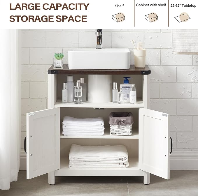 Bathroom Floor Cabinet, Farmhouse Storage Cabinet, Adjustable Shelf, Barn Doors - Image 4