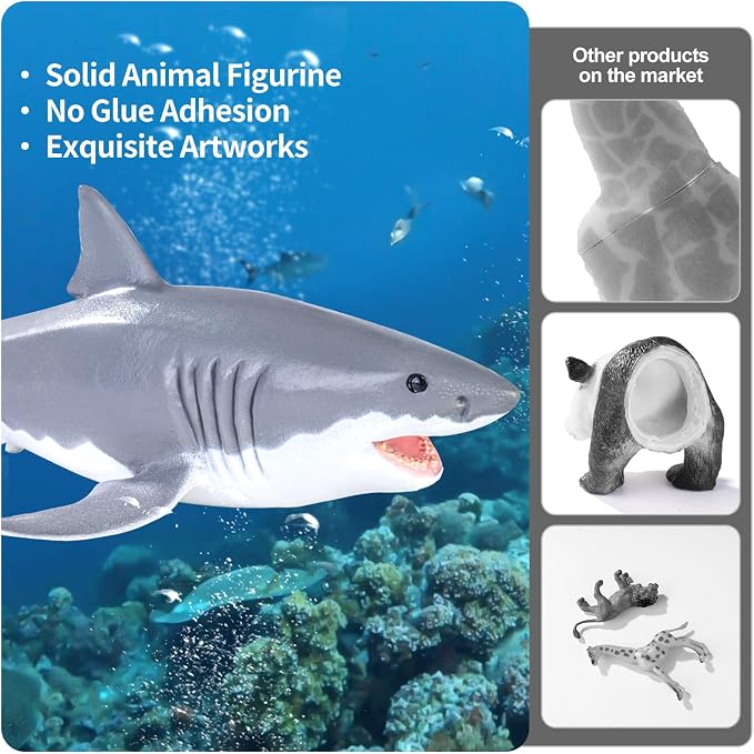 10PCS 5-8" Shark Toys for Toddlers, Large Sea Ocean Animals Bath Toys for Kids - Image 4
