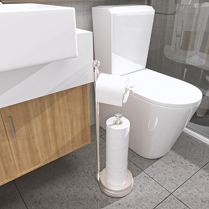 Toilet Paper Holder for Bathroom, Heavy Weighted Metal Free Standing Toilet - Image 4