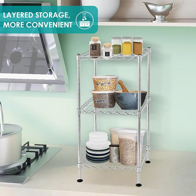 BNSPLY 3-Tier Adjustable Shelving Unit, Metal Wire Rack - Image 2