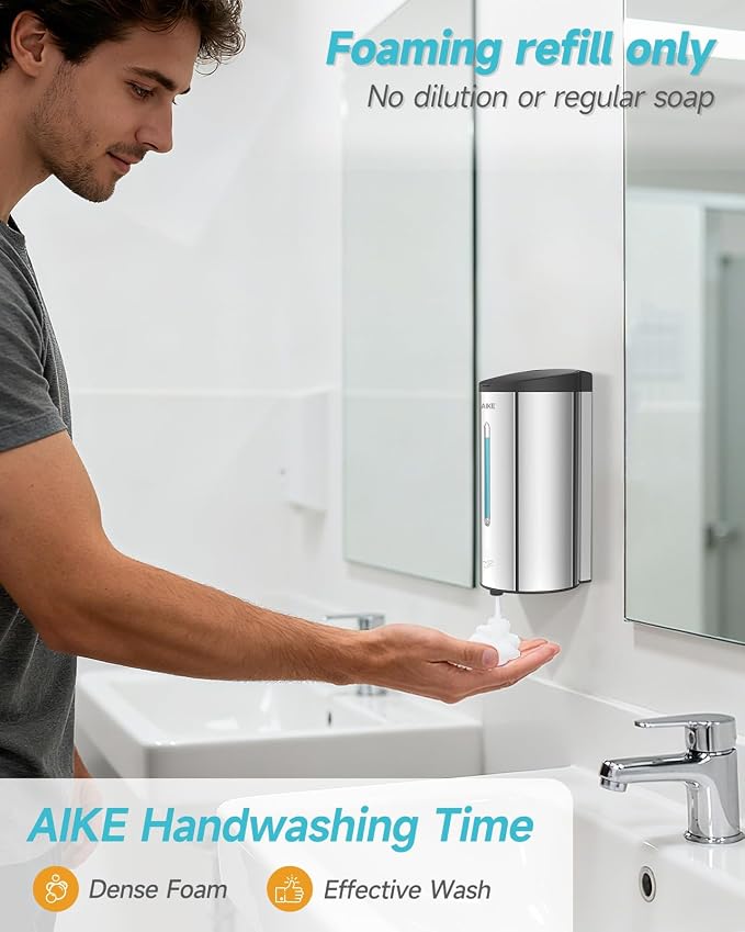 AIKE Wall Mount Automatic Foam Soap Dispenser 25 OZ Commercial Large Capacity - Image 3
