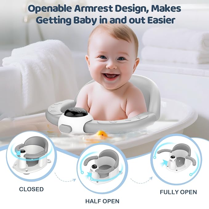 Baby Bath Seat-for Babies 6 Months & up, Water Temperature Display+Soft Cushion - Image 5