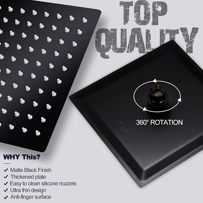 Rainfall Shower System Matte Black Shower Faucet Set - Image 3