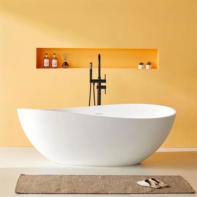 Abruzzo 63" Matte White Freestanding Solid Surface Bathtub by ABRUZZO