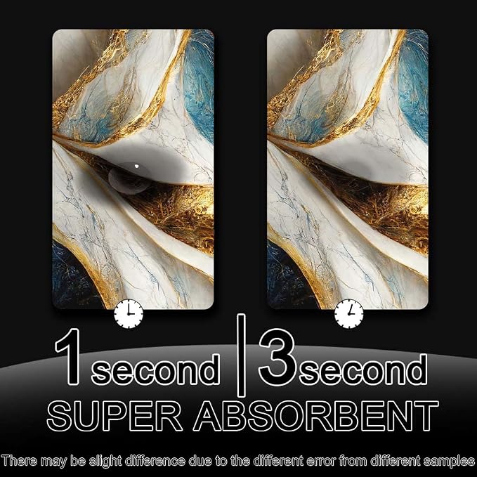 Bath Mat Rug, Abstract Blue and gold marble Non Slip Quick Dry Super Absorbent - Image 6
