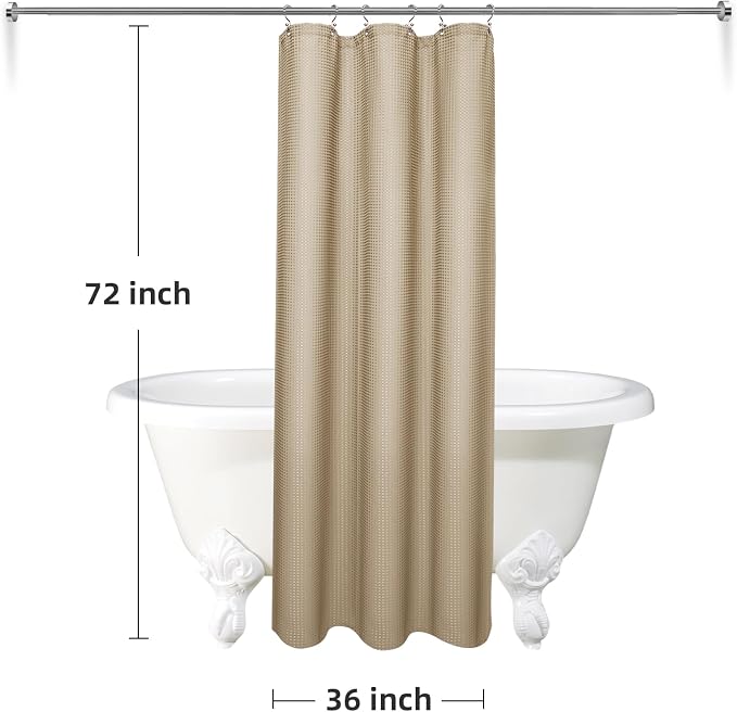 LaCyan 3 in 1 Waterproof Waffle Weave Shower Curtain and Clear Liner Set - Image 6