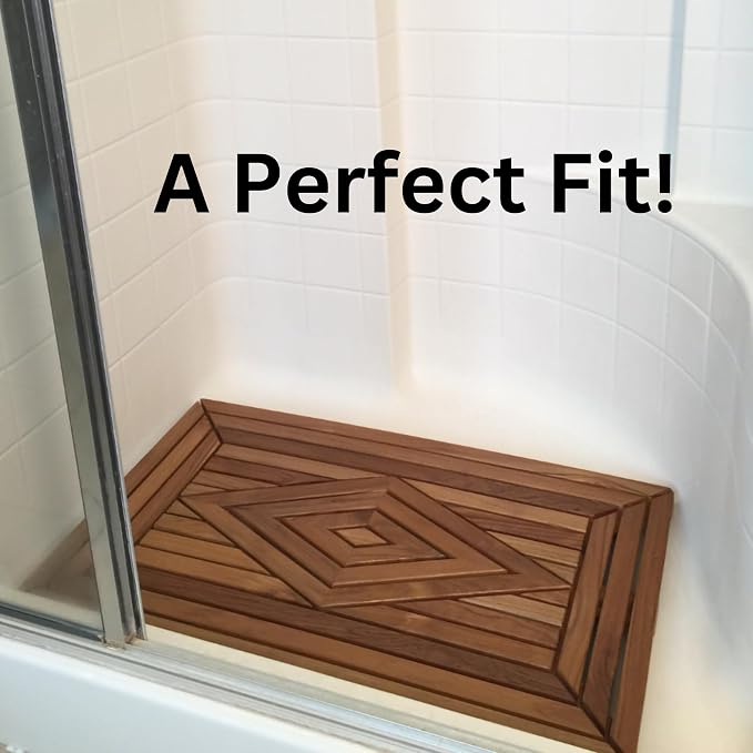 Designer Teak Shower Mat Large 31.5 X 19.5 Naturally Water-Resistant - Image 5