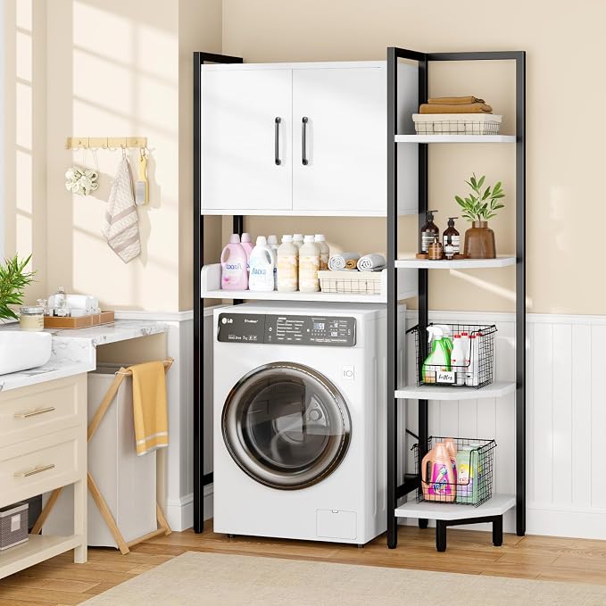 K2 Heavy Duty 7-Tier Over The Toilet Storage Cabinet（With Magnetic Doors & - Image 2