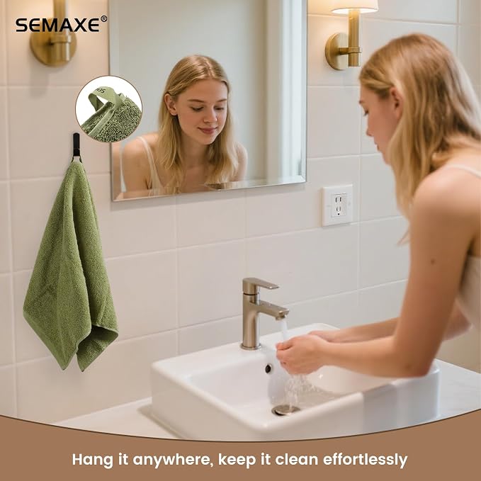 SEMAXE Sage Green Hand Towels for Bathroom, 100% Cotton Towels - Image 5