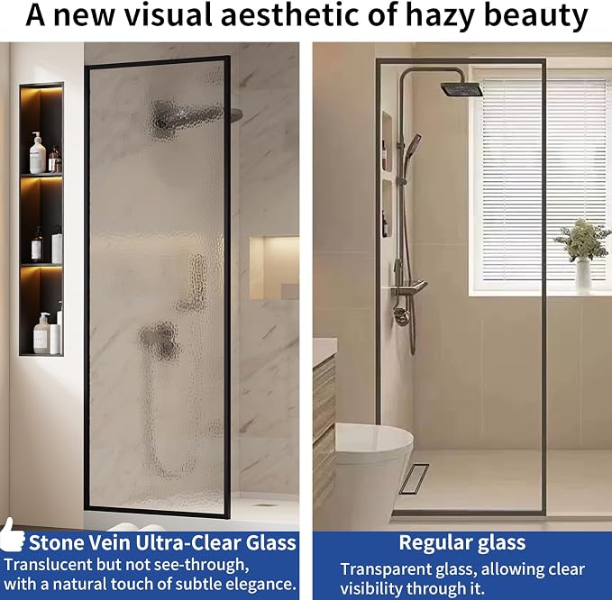 Dimaris Shower Door 30" X 78" Tempered Fluted Glass Framed Shower Screen Shower - Image 6