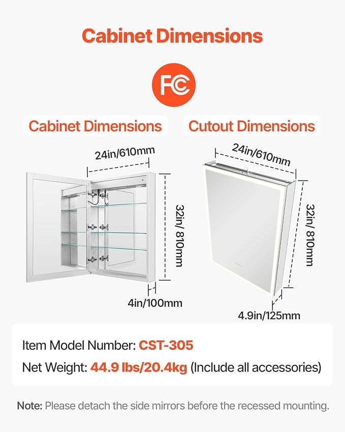 VEVOR Lighted Medicine Cabinet - Image 3