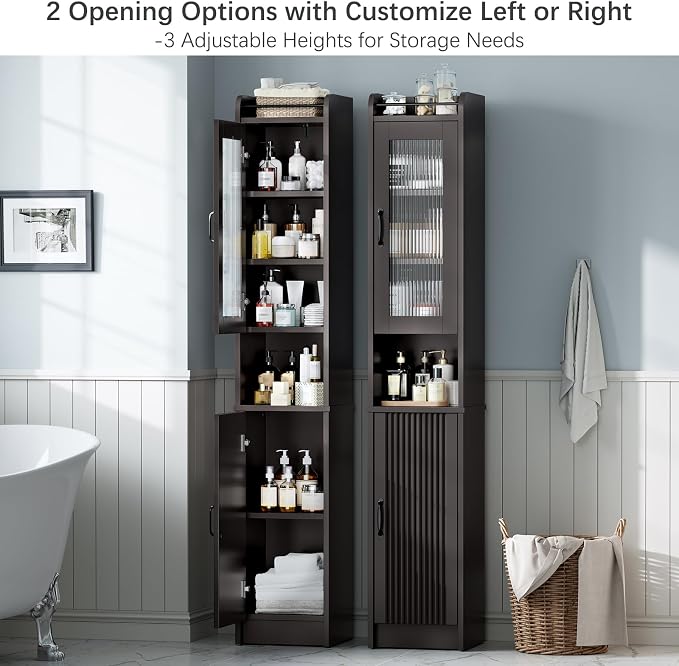 Tall Bathroom Storage Cabinet, Narrow Storage Cabinet - Image 4