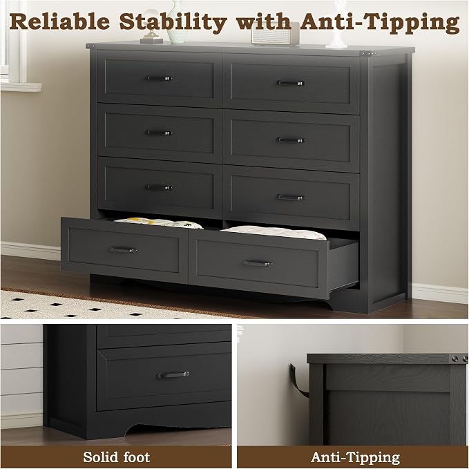 8-Drawer Dresser for Bedroom, Modern Wooden Chest of Drawers - Image 6
