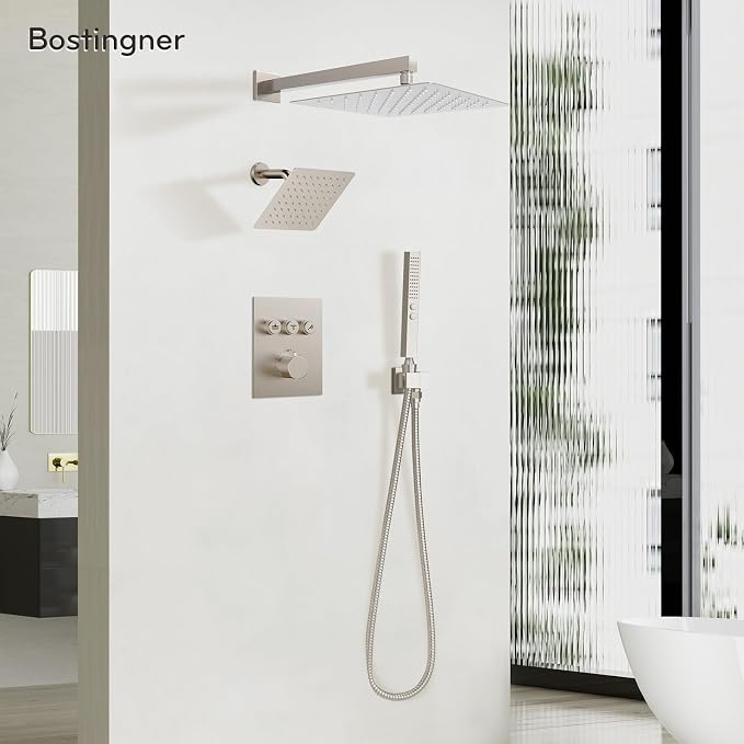 Thermostatic Shower System Wall Mounted, 12 inch Dual Shower Faucet Set - Image 2