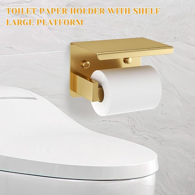 10 Pieces Brushed Gold Towel Bar Set Bathroom Hardware Accessories Set Upgraded - Image 3
