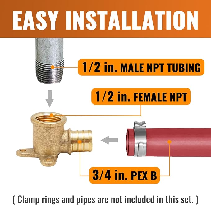 SUNGATOR 4-Pack PEX 3/4" x 1/2" Female NPT Drop Ear Elbow, from PEX to Threaded - Image 3