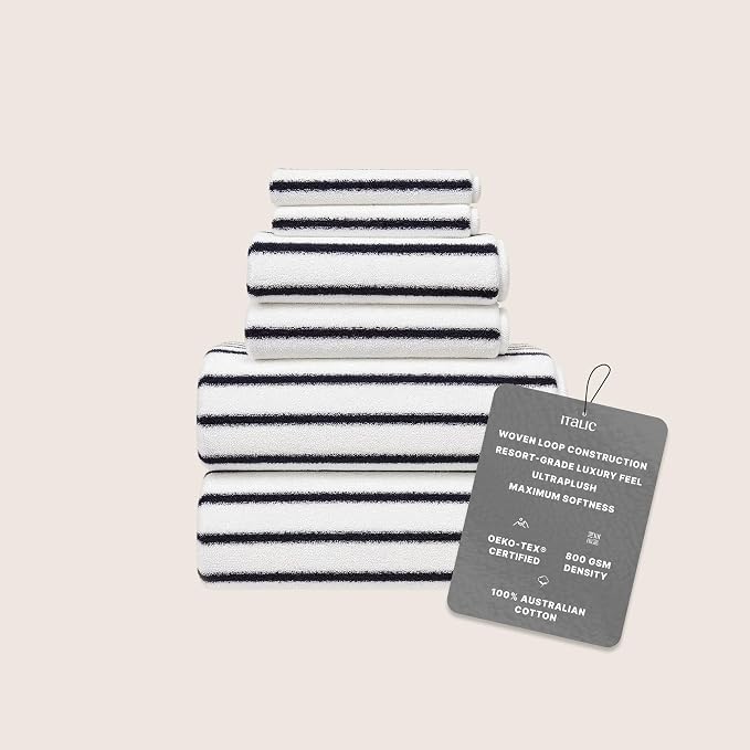 Italic Ultraplush 100% Australian Cotton Standard 6-Piece Set, 2 Bath, 2 Hand - Image 2